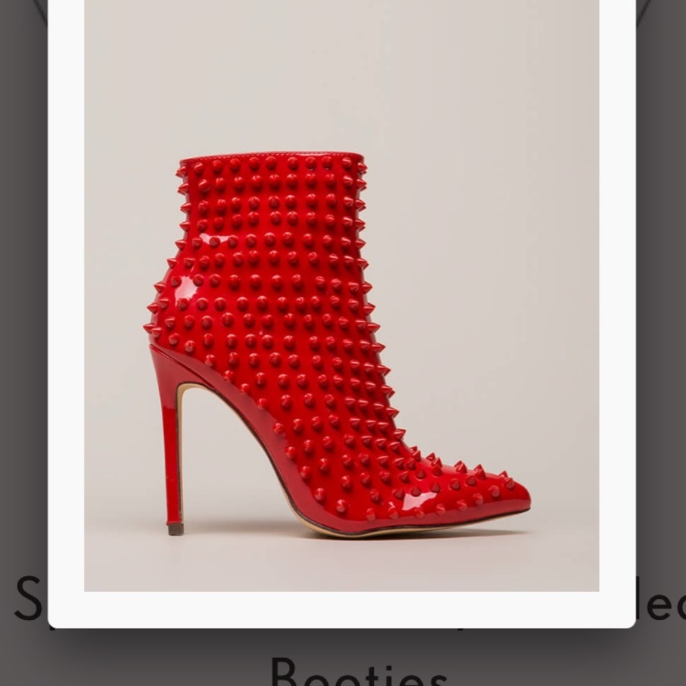 Size 10 Available. Red Studded Booties. - Picture 7 of 8